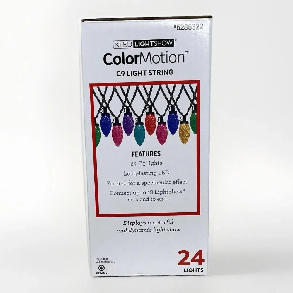 Gemmy Lightshow 24 Count 23ft C9 Color Motion Multicolor LED Christmas Lights